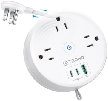 TROND 20W USB C Travel Power Strip, Retractable Extension Cord 5ft by TRONDOfficial