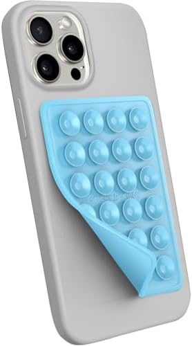 StickyGrippy Suction Phone Case Mount, Sillicon Adhesive Phone Accessory for iPhone and Android, Hands-Free Strong Grip Mirror Shower Phone Holder, Tiktok Videos and Selfies (Pearl Blue) - Image 3