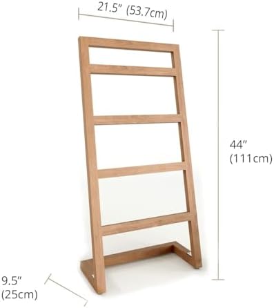 AquaTeak Patented 44"" Sula Teak Free Standing Towel Rack - 4-Rung Angled Hand Towel Holder for Bathroom - Durable Water Resistant Shower Organizer & Drying Rack, Non-Slip Rubber Feet - Image 3
