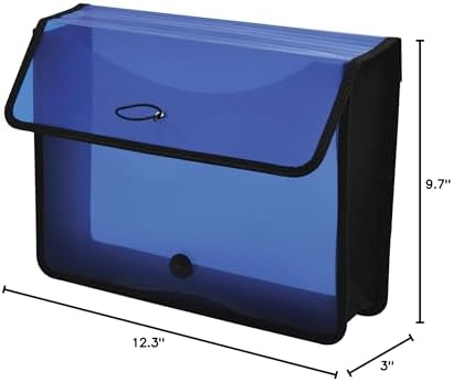 Lion Expand-N-File Poly Expanding Wallet, Letter (9-1/2 inch x 12 inch), 3 inch Gusset, Transparent Blue, 1 Wallet (48160-BL) - Image 2