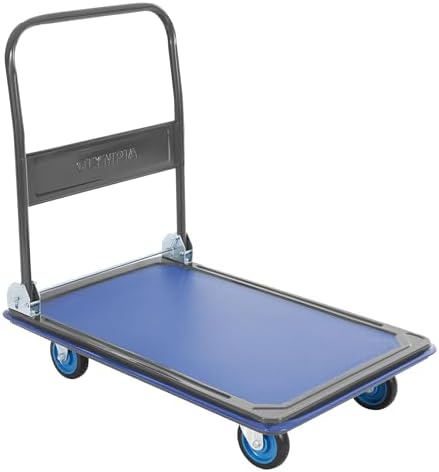 Olympia Tools Foldable Push Cart Dolly - 600 Lb. Capacity Heavy Duty Platform Truck with 360° Swivel Wheels - Blue by OlympiaTools