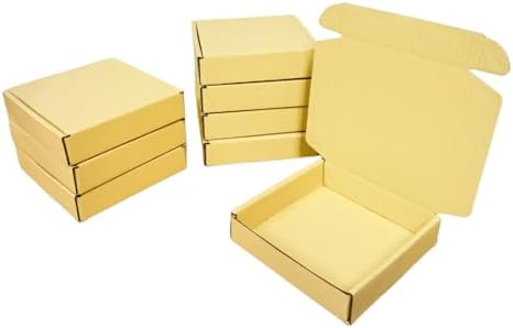 50 Pack 5.1x5.1x1.2 in Butter Yellow Shipping Boxes by Unknown