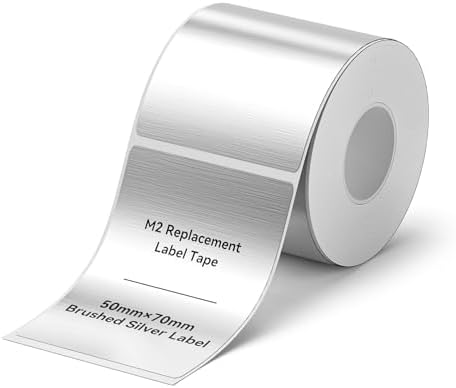 NIIMBOT M2/M3 Thermal Transfer Labels 1.97''×2.76'', Brushed Silver by NIIMBOT%C2%AE