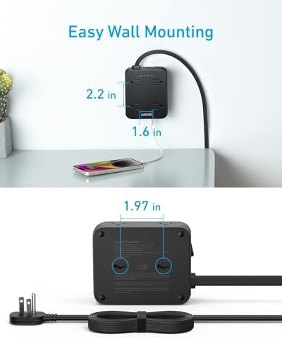 Anker Power Strip with 2000J Surge Protector, 10ft Outlet Extender, 20W 8AC - Image 6