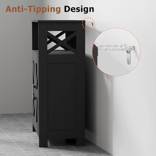 Homhedy Farmhouse Bathroom Storage Cabinet with Doors, Small Floor Cabinet - Image 6