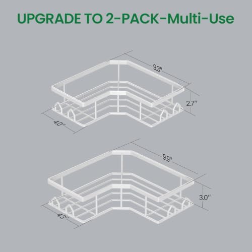 Adhesive Shower Caddy, 2 Pack Corner Bath Organizer, Rustproof Stainless Steel Shower Shelves with Large Capacity, No Drilling Shelves for Bathroom Storage, Home, Kitchen Décor(XL-White) - Image 2