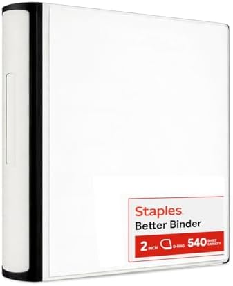 Staples Better Binder, 2 Inch 3-Ring, White, Heavy-Duty by Staples