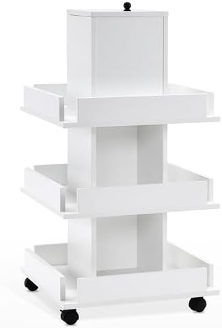 BarberPub 3-Tier Kitchen Trolley with Wheels, Tool Storage Organizer 2038 (White) by BarberPub