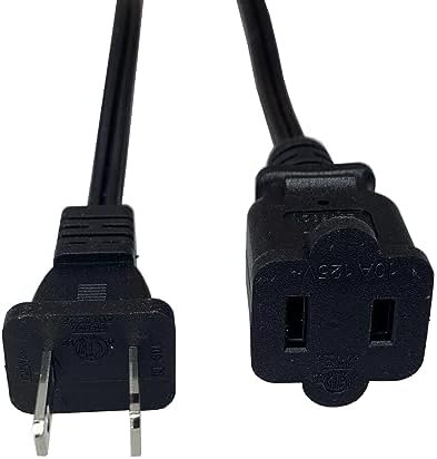 15 Foot Extension Cord, Black Two Prong Power Extension Cords,18AWG by Musunpara