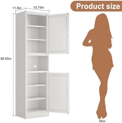 16 inch Wide Pantry Cabinet with Adjustable Shelves, Narrow Storage Cabinet - Image 3