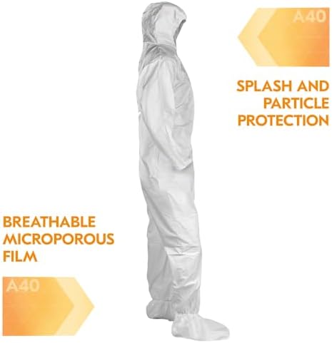KleenGuard 44334 A40 Elastic-Cuff, Ankle, Hood and Boot Coveralls, X-Large, White (Case of 25) - Image 5