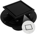 Square Shower Drain with Flange, 4 Inch, Matte Black, 2-in-1 Grate by HeaOrld