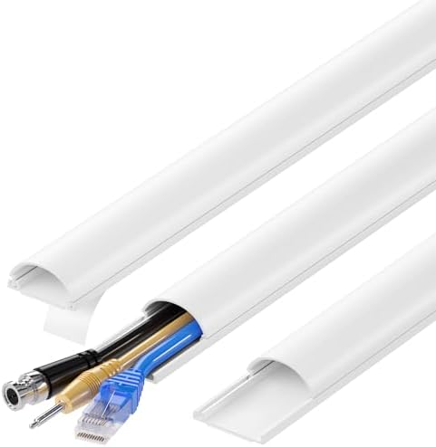ZhiYo 39in Cord Hider for 2-3 Wall-Mounted TV Wires, 1.2"W x 0.55"H, White by ZhiYo