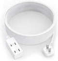 Flat Plug Extension Cord 15Ft White - 2-Prong Power Strip with 3 Polarized Outlets & Tamper Guard, 16/2 AWG 13A/1625W by LitStar