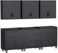 Black Garage Storage Cabinets System 6 PCS Workshop Set with Drawers Locking Heavy Duty Rolling Cart with Adjustable Shelves Garage Tool Workbench Cabinets,6pcs-3 by FLIXELIO