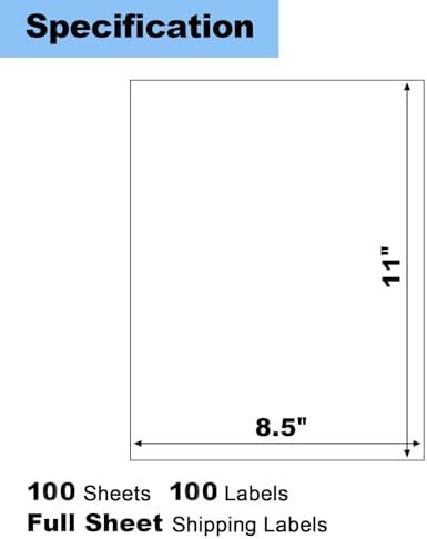 100 Sheets Full Sheet Labels with Back Slit 8.5"x11" - Image 2
