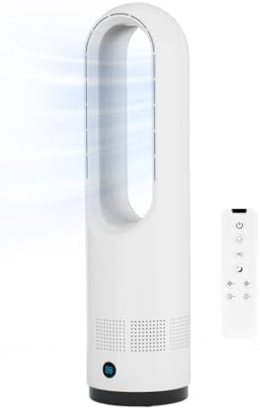 Bladeless Fan,22Inch Cooling Tower Fan 80° Oscillating with Remote, 9H Timer, 8 Speeds, Portable Quiet Cooling Fan for Indoor, Bedroom, Home Office Room by Faryuan