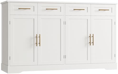 HOSTACK 60" W Sideboard Buffet Cabinet with Storage, Kitchen Cabinet, White by HOSTACK