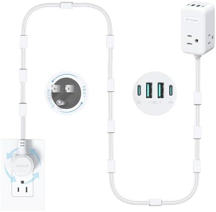 TROND Electrical Outlet Extender 360° Rotating Plug with 20W USB C, 10ft by TRONDOfficial