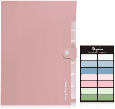 SKYDUE 8 Pockets Expanding File Folders, Accordion Folders, Portable Paper Bill Receipt Organizer, Letter Size, Home College School Office Supplies, Pink - Image 2