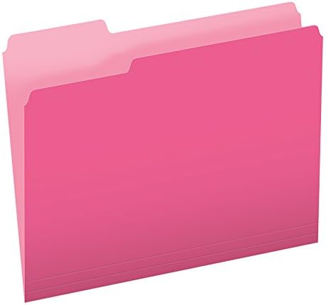 Pendaflex Pink File Folders, 100 Pack, Letter Size (8.5" x 11"), Durable Pink Folders, 3 Tabs for Easy Labeling, Colorful School, Office & Home Document Organization by Pendaflex