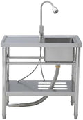 GarveeTech 29.5x15.7x29.5 IN Stainless Steel Utility Sink, Free Standing Laundry Sinks w/Drainboard - Stand & Faucet Included, Rust-Resistant Easy-Clean - For Laundry,Garage,Outdoor Prep by GarveeTech
