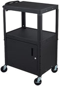 Luxor Multipurpose Adjustable Height Steel A/V Utility Cart with Cabinet - Black by LuxorWorkspaces