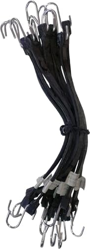 Kotap VBRS-10 Heavy-Duty EPDM Rubber Tie Down Bungee Cord with Crimped Metal S Hooks, Ideal for Securing Tarps, Canvases, 10-Inch, Black, 10 Count by Kotap