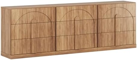 BELLEZE Set of 3 Bookcase with 3 Drawers, Modern Book Shelf with Wide Wooden Handle, 94" Wood Bookshelves for Living Room Office Entryway (Camel) - Image 6