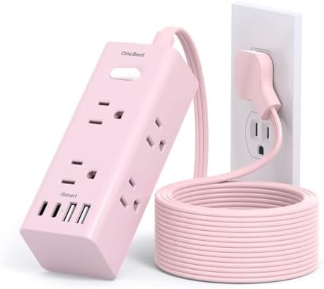 One Beat 10Ft Extension Cord with Multiple Outlets,Flat Plug Power Strip by OneBeat