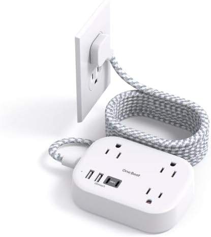 Cruise Essentials 2026,One Beat Travel Power Strip with USB C,Flat Plug by OneBeat