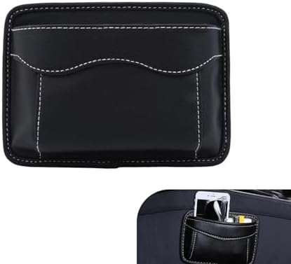 Car Seat Side Pocket Organizer, PU Leather Mini Storage Bag, Seat Gap Filler with Phone Sunglasses Pen Holder, Universal Auto Organizer for Documents Registration Notepad (Black)​ by Unknown