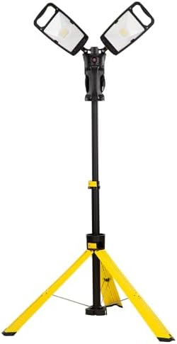 LUTEC Work Light with Stand, 12000 Lumen Dual-Head LED Work Light with Telescoping Tripod, Portable Corded LED Job Site Lighting 5000K 100W Indoor Outdoor Lighting by LUTEC