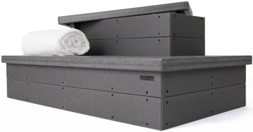 Heavy Duty Hot Tub Steps with Storage - Waterproof, Non-Slip & No Maintenance - Large 700LBS Load Capacity - Multi Angle Access - Ideal for Spa Steps, Hot Tub Stairs - Gray Spa Step for Outdoor by DENKOE