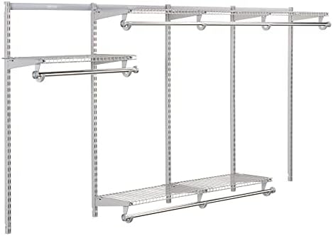 Rubbermaid Configurations Custom Closet Kit 4-8 Ft. Adjustable Metal Wire Shelving Titanium Finish Expandable Organization System Hardware Included for Home Closet/Pantry/Laundry/Mudroom by Rubbermaid