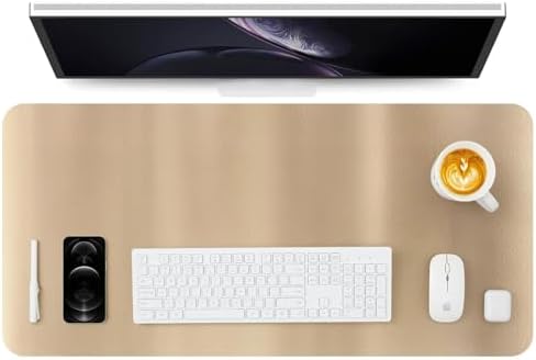 HOMIEAZICOZI Leather Desk Mat - Non-Slip PU Pad for Office and Home Organization Accessories Ideal Large Mouse Mats on Top of Desks (Champagne Gold,36''x 17'') (DPD-CG-L) by HOMIEAZICOZI
