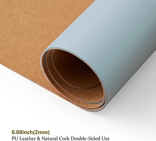 Cork Desk Mat - Dual-Sided Desk Pad for Office and Home - Desk Organization and Accessories - Ideal for Large Mouse Pad and Desk Mats on Top of Desks(Light Blue,27.6"x 13.8") - Image 3