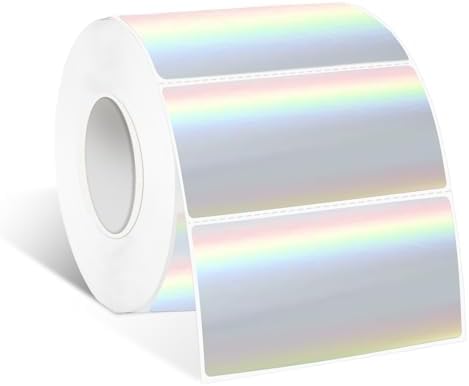 1.25" x 2.25" Holographic Thermal Label Stickers,Printable Rainbow Glitter Thermal Printer Sticker Labels for Gift Wrapping, Self-Adhesive Name Price Tag DIY Custom Logo Design (500 pcs) by Yeachlaing