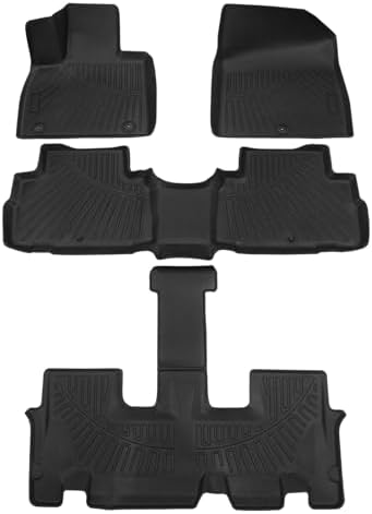 Powerty Floor Mats for 2020-2024 2025 Hyundai Palisade All Weather 3D TPE Anti-Slip Car Liners for 1st & 2nd & 3rd Row Accessories by Powerty