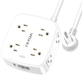 3Ft Surge Protector Power Strip - 8 Widely Outlets with 4 USB Ports, 3 Side Outlet Extender with 3 Feet Extension Cord, Flat Plug, Wall Mount, Desk USB Charging Station, ETL, White by YISHU