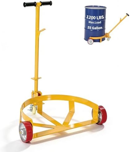 55 Gallon Drum Dolly, 1200 LBS, Handle & Braked Swivel Wheels by IDEALHOUSE