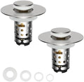 2PCS Universal Bathroom Sink Drain Strainer Hair Catcher, Brushed Nickel by Greatcomfortathome