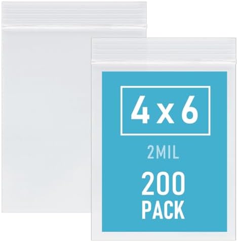 4 x 6 Inch 200Pcs Small Plastic Bags, 2 Mil Small Zip Bag by WOWDING