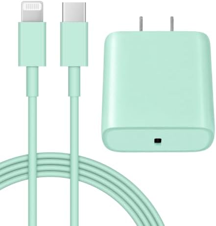 iPhone 14 13 12 Fast Charger 20W PD USB C Wall Charger with 6FT Fast Charging Cable for iPhone 14/14 Pro/14 Pro Max/14 Plus/13/12/11/Pro/Pro Max/Mini/Xs Max/X, iPad - Green by Coreykin