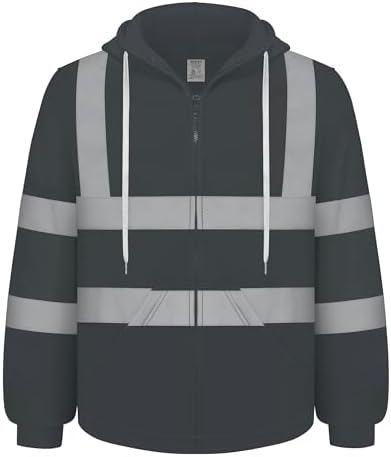TCCFCCT Hi Vis Hoodies for Men Women Class 3 Safety Jacket Reflective, High Visibility Hoodie for Men Construction, Surveyors, Durable & Dirt-resistant, WL-GREY Strip XL by TCCFCCTPROFESSIONALSAFETYSOLUTIONS