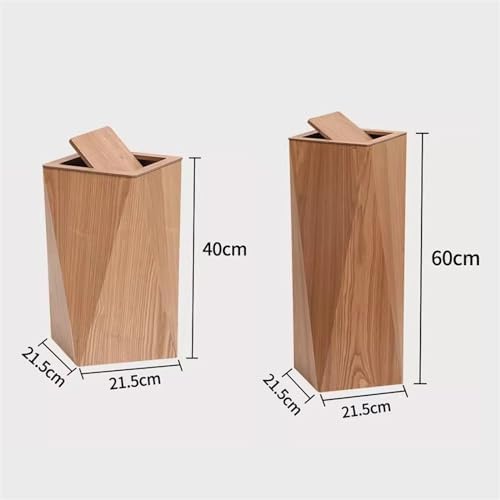 Wooden Waste Basket with Lid Stylish Rhombus Design Trash Can for Home Ideal for Living Room Bedroom Bathroom Multi Colored Bin with Inner Bucket Functional and Decorativ - Image 2