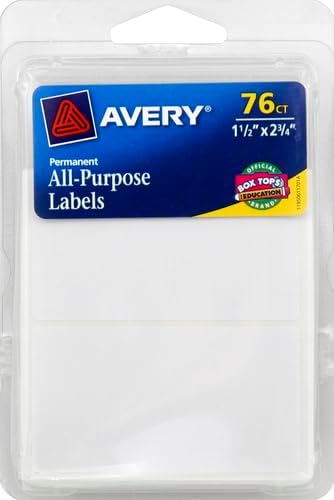 Avery® Multi-Use Permanent Labels, 1.5" x 2.75", White, Non-Printable, 76 Blank Labels Total (6117) - Image 4