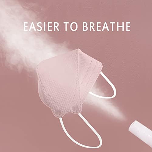 Borje KN95 Face Masks, 100 Pcs Disposable Face Masks, Pink Mask Against PM2.5 from Fire Smoke & Dust Filter Efficiency 95% - Image 3