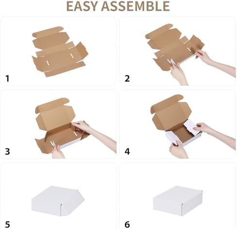 RLAVBL 12x4x2 Small Shipping Boxes Set of 25, White Corrugated Cardboard Box for Packing, Mailing, Business - Image 4