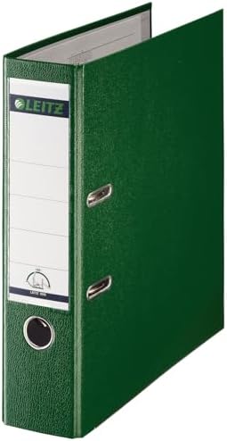Leitz Plastic Lever Arch File, 90 Percent Recycled Card, 30 Percent Pre-Consumer Recycled Plastic, with Thumbhole and Rado Rings, 80mm Spine 600 Sheet Capacity, Green, 10101055 by Leitz